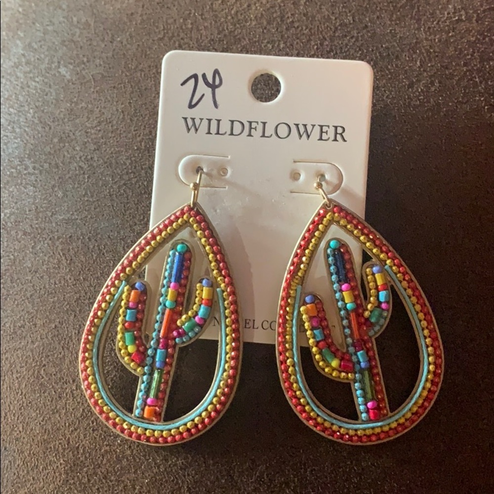 Wildflower multi color cactus earrings